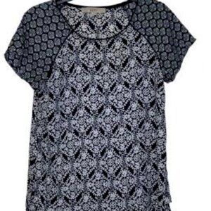 LOFT Mixed Media Blouse Womens Size Small